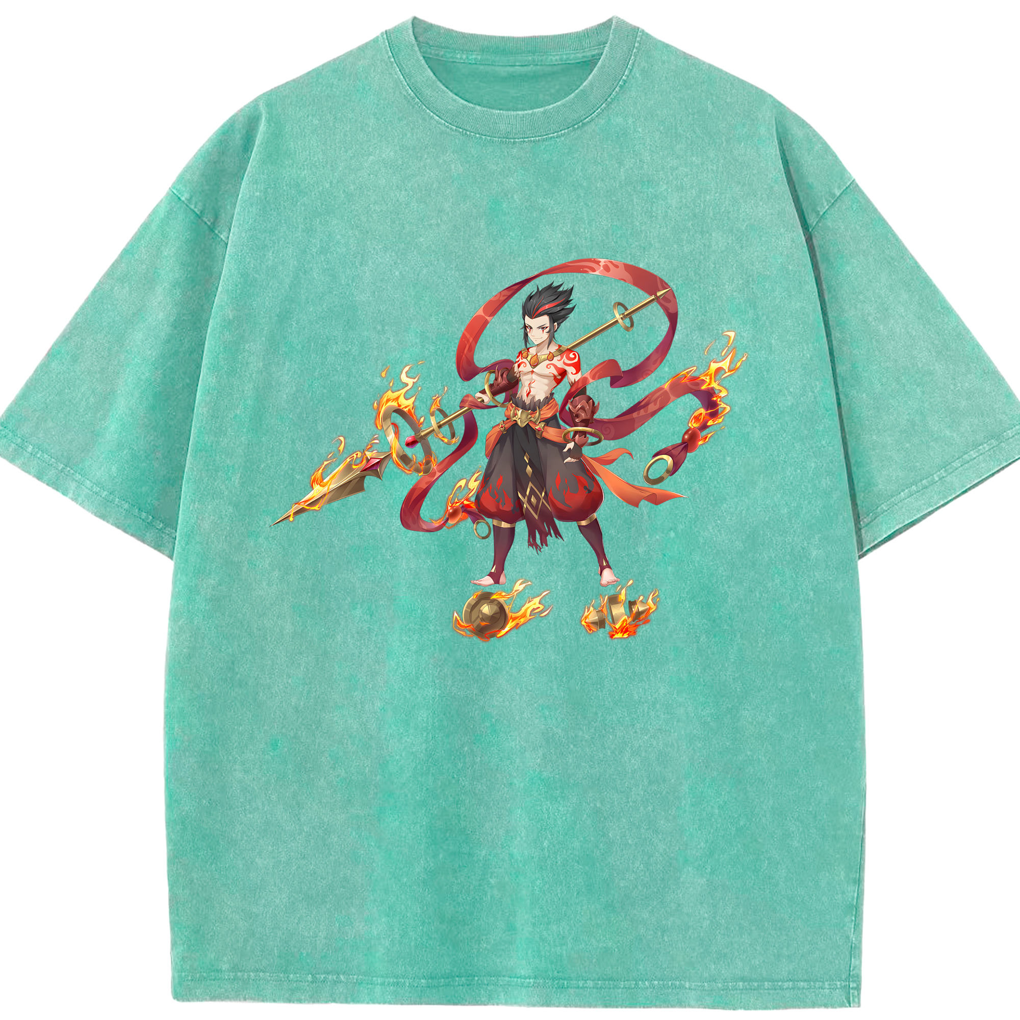 （画像用） Ne Zha 2 ナタ 魔童の大暴れ 綿100% ヴィンテージ風 半袖Tシャツ（フロントプリント）